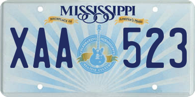 MS license plate XAA523