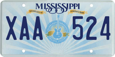 MS license plate XAA524
