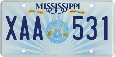 MS license plate XAA531