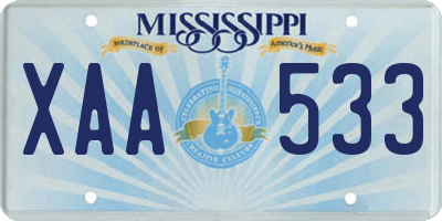 MS license plate XAA533