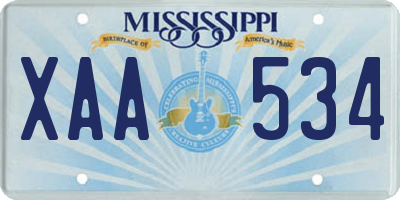 MS license plate XAA534