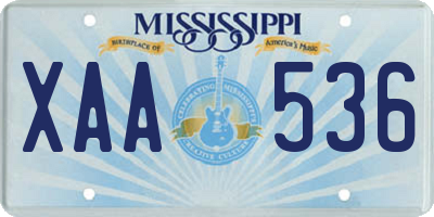 MS license plate XAA536
