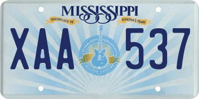 MS license plate XAA537