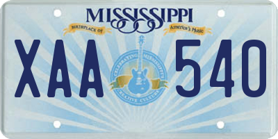 MS license plate XAA540
