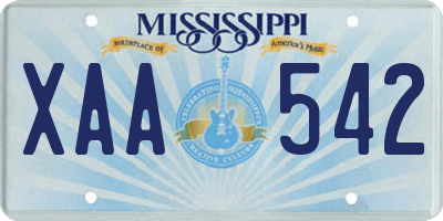 MS license plate XAA542