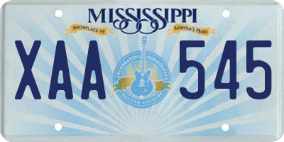 MS license plate XAA545