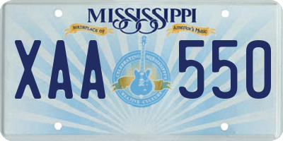 MS license plate XAA550
