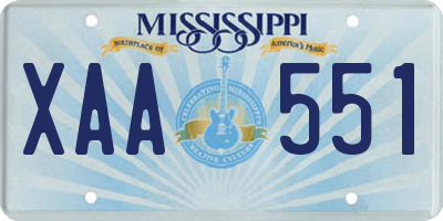 MS license plate XAA551