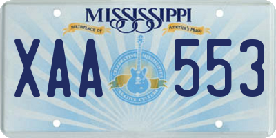 MS license plate XAA553