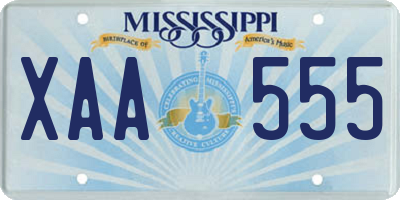 MS license plate XAA555