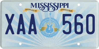 MS license plate XAA560