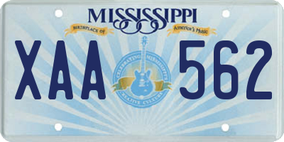 MS license plate XAA562