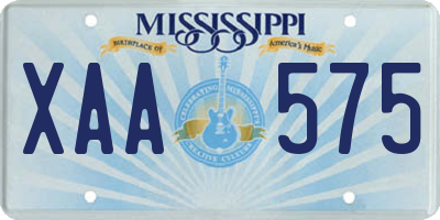 MS license plate XAA575