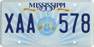 MS license plate XAA578