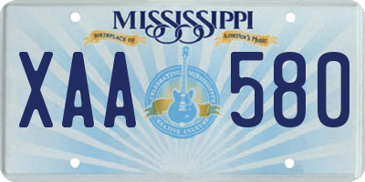 MS license plate XAA580