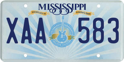 MS license plate XAA583