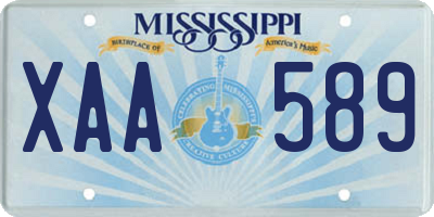 MS license plate XAA589