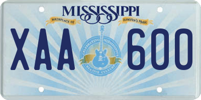 MS license plate XAA600
