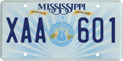 MS license plate XAA601