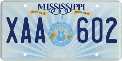 MS license plate XAA602