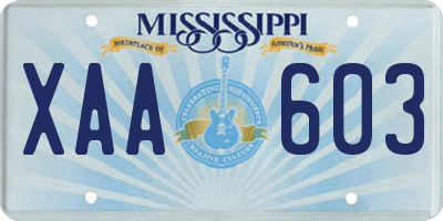 MS license plate XAA603