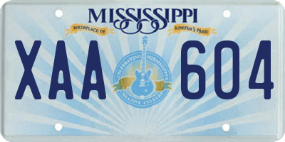 MS license plate XAA604