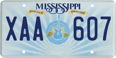 MS license plate XAA607