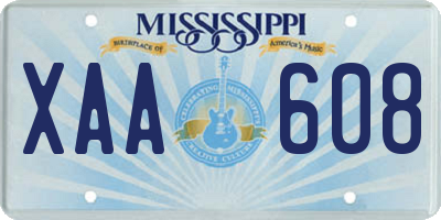 MS license plate XAA608