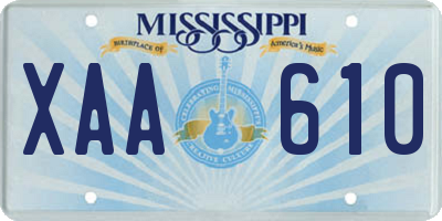 MS license plate XAA610