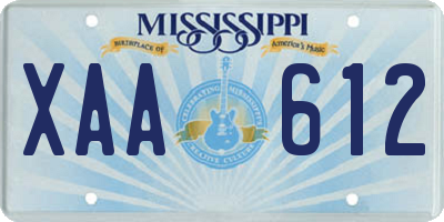 MS license plate XAA612
