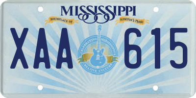 MS license plate XAA615