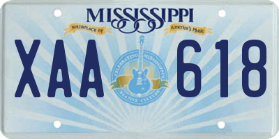 MS license plate XAA618