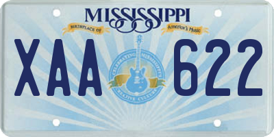 MS license plate XAA622