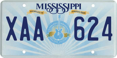 MS license plate XAA624