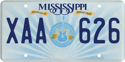MS license plate XAA626