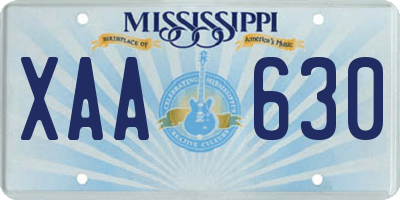 MS license plate XAA630