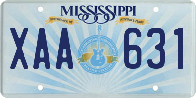 MS license plate XAA631
