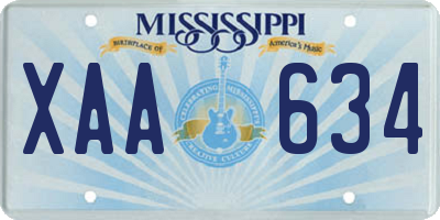 MS license plate XAA634