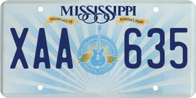 MS license plate XAA635