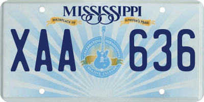 MS license plate XAA636