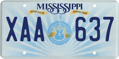 MS license plate XAA637