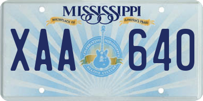 MS license plate XAA640