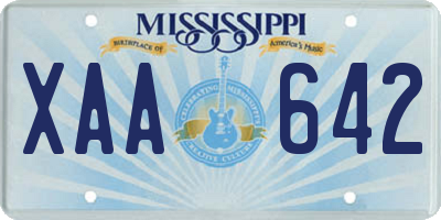 MS license plate XAA642