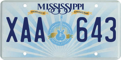 MS license plate XAA643