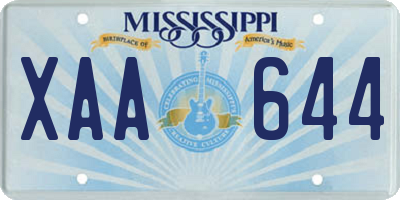 MS license plate XAA644