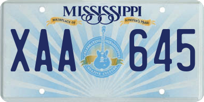 MS license plate XAA645