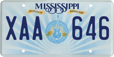 MS license plate XAA646