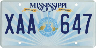 MS license plate XAA647
