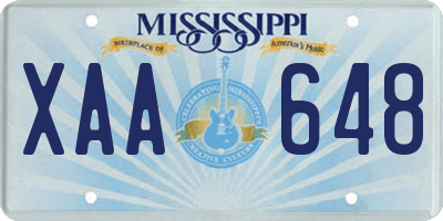 MS license plate XAA648