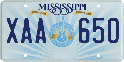 MS license plate XAA650
